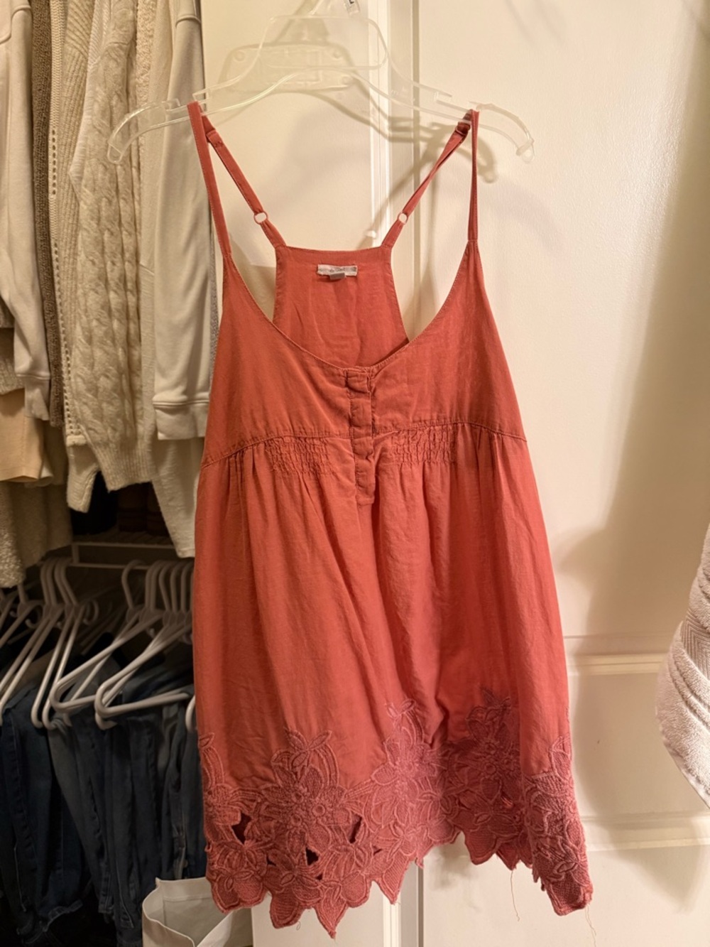 Womens Rust Embroidered Hem dress